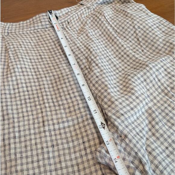 Leon & Harper Gray Checked 100% Linen High Rise Wide Leg Pants, size EU38/US6/M - Picture 5 of 9